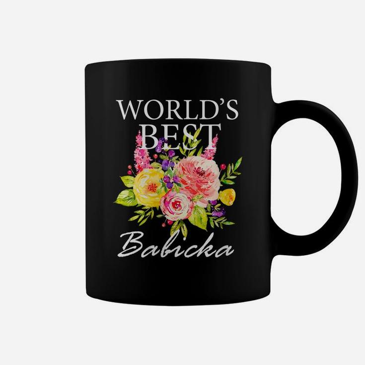 Womens World's Best Babicka Slovakia Grandma Mother's Day Flower Coffee Mug
