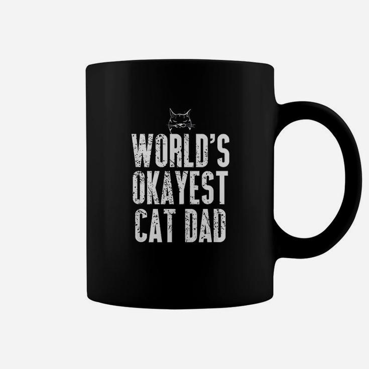 Worlds Okayest Cat Dad Funny Kitten Lover Coffee Mug