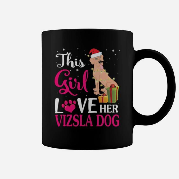 Xmas Gifts This Girl Love Her Vizsla Dog Reindeer Hat Snow Coffee Mug