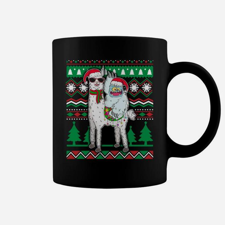 Yeti & Llama With Santa Hat Ugly Christmas Sweater Xmas Gift Sweatshirt Coffee Mug