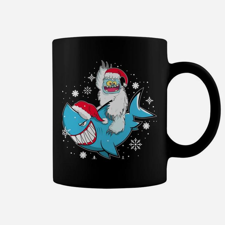 Yeti To Party Shark Santa Hat Christmas Pajama Xmas Gift Sweatshirt Coffee Mug