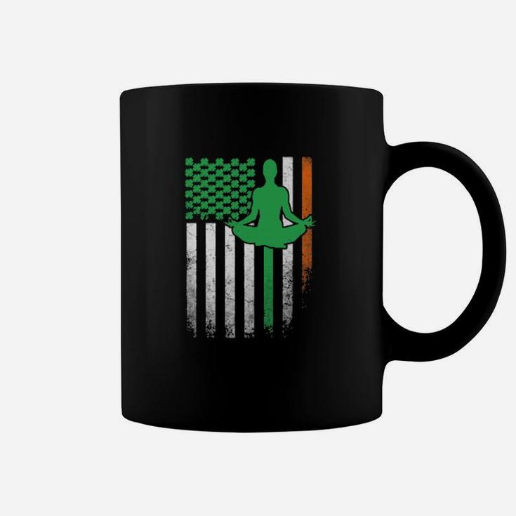 Yoga Irish American Flag St Patrick's Day Saint Paddy's Coffee Mug
