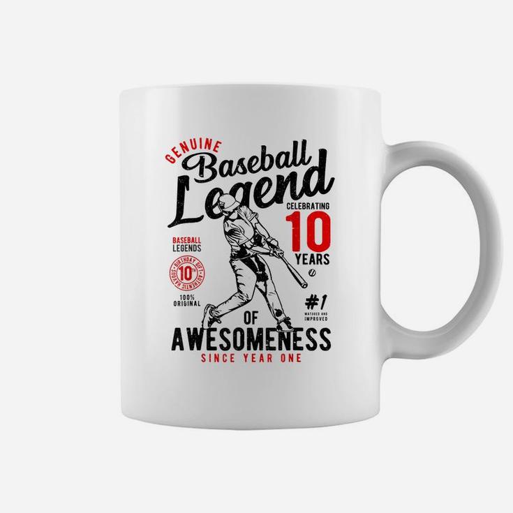 10Th Birthday Gift Baseball Legend 10 Years Of Awesomeness Coffee Mug