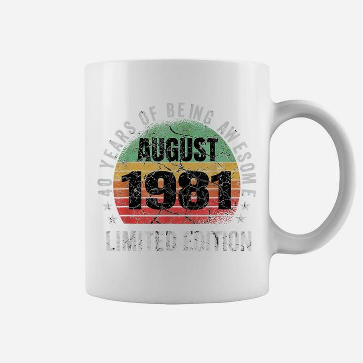 40Th Birthday August 1981 Vintage Men Women 40Years Old Gift Coffee Mug