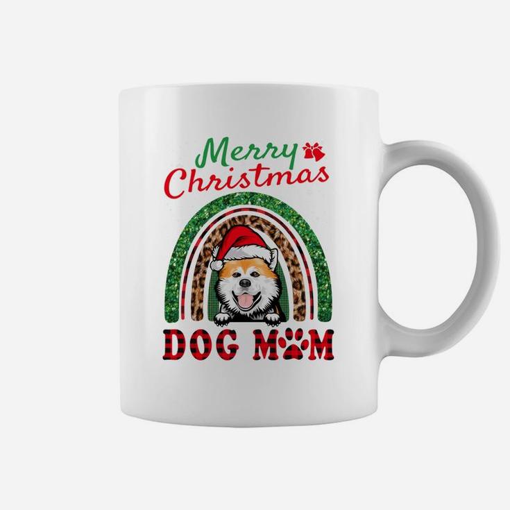 Akita Inu Santa Dog Mom Boho Rainbow Funny Christmas Coffee Mug