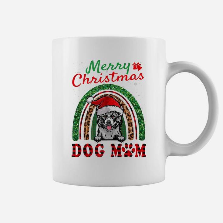 Akita Santa Dog Mom Boho Rainbow Funny Christmas Coffee Mug
