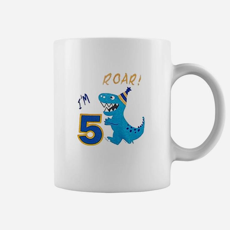 Amztm 5Th Birthday Dinosaur  Dino Themed Bday Party 5 Year Old Boy Coffee Mug