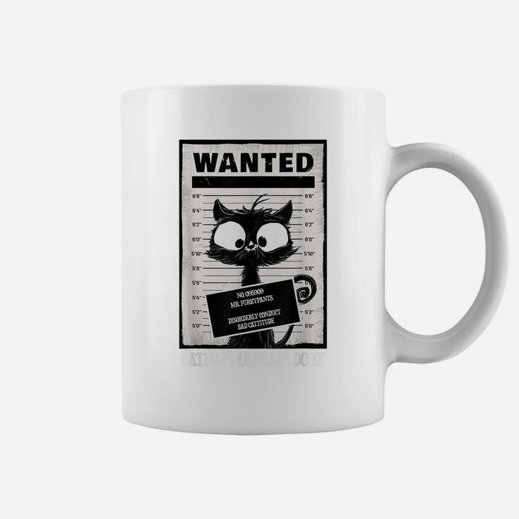 Arrested Cat | Cat In Prison | Wanted Cat | Cute Black Cat Coffee Mug