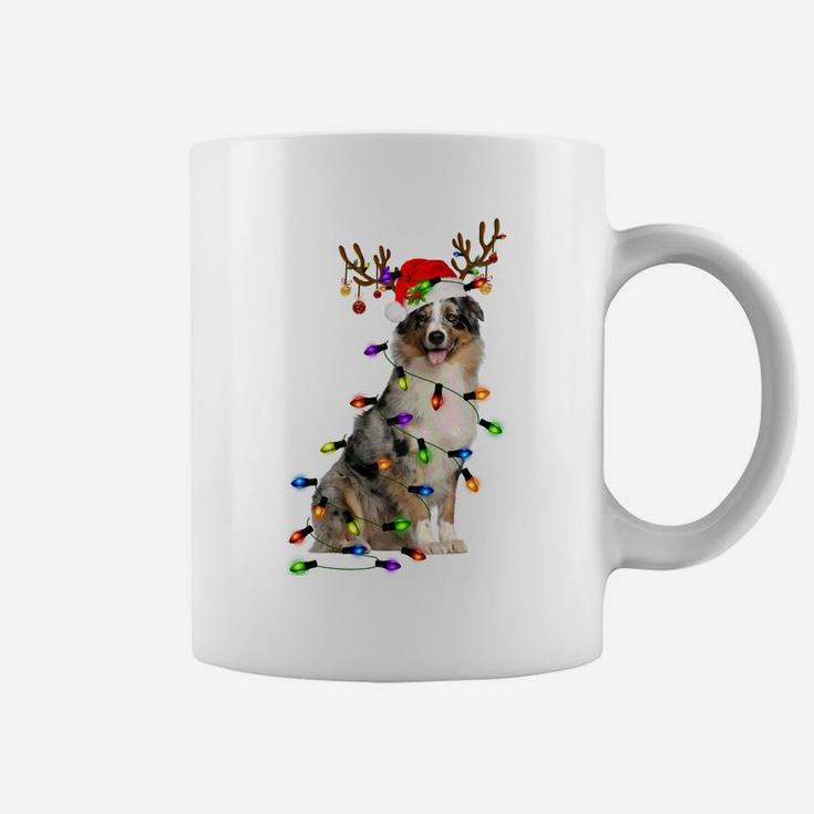 Australian Shepherd Reindeer Christmas Lights Funny Xmas Sweatshirt Coffee Mug