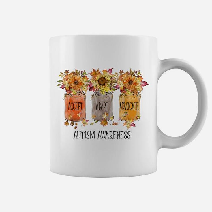 Autumn Autism Awareness Accept Adapt Advocate Flower Coffee Mug