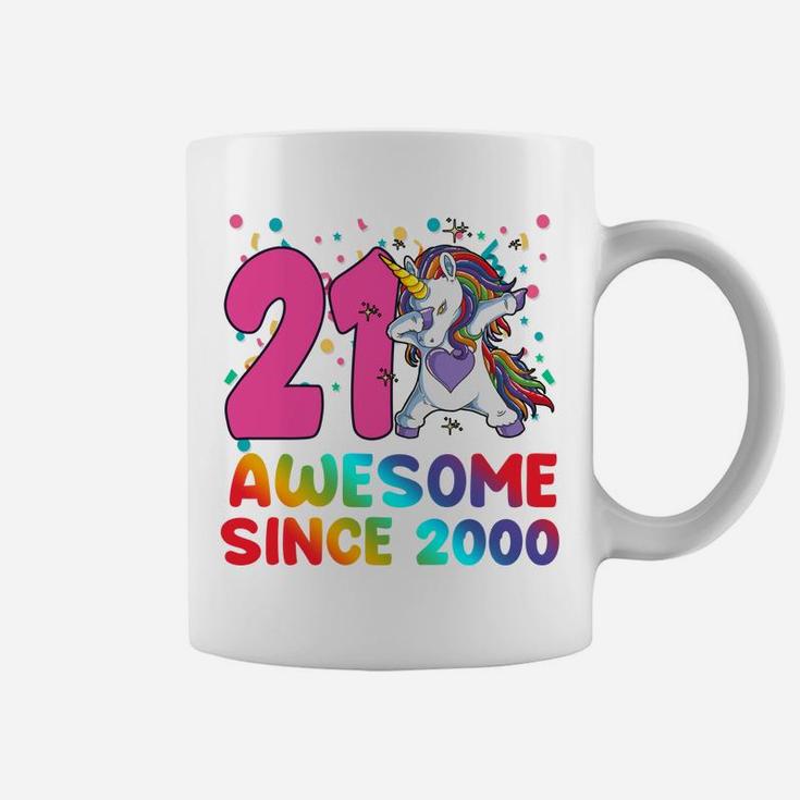 Awesome Since 2000 Dabbing Unicorn 21 Year Old 21St Birthday Coffee Mug