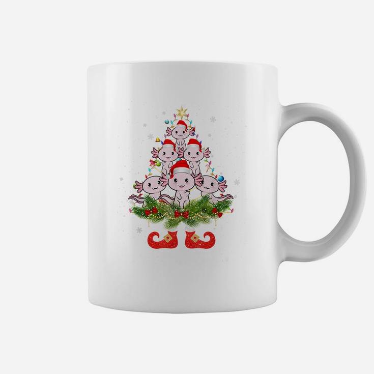 Axolotls Christmas Tree Lights Funny Santa Hat Lover Coffee Mug