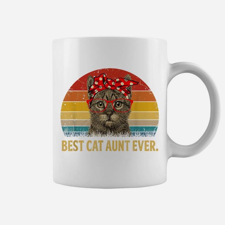 Best Cat Aunt Ever Family Tshirt Retro Vintage Cat Aunt Gift Coffee Mug
