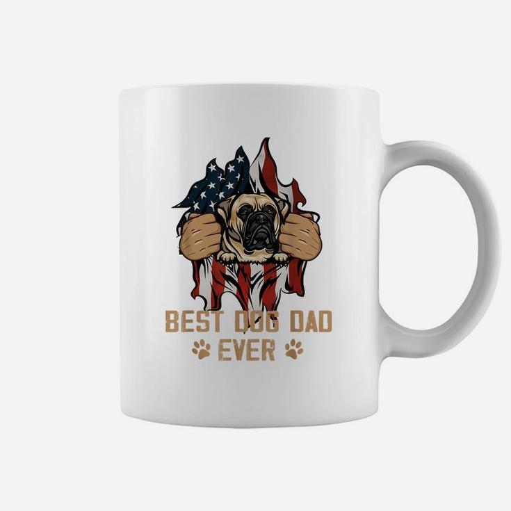 Best Dog Dad Ever Bull Mastiff Dog American Flag Coffee Mug