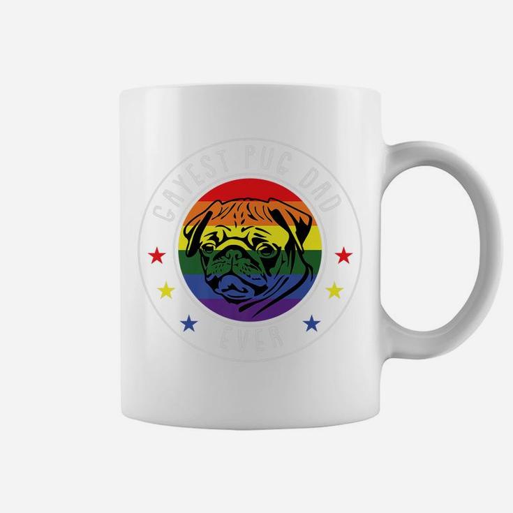 Best Pug Dad Ever Lgbt-Q Gay Pride Flag Dog Lover Ally Coffee Mug