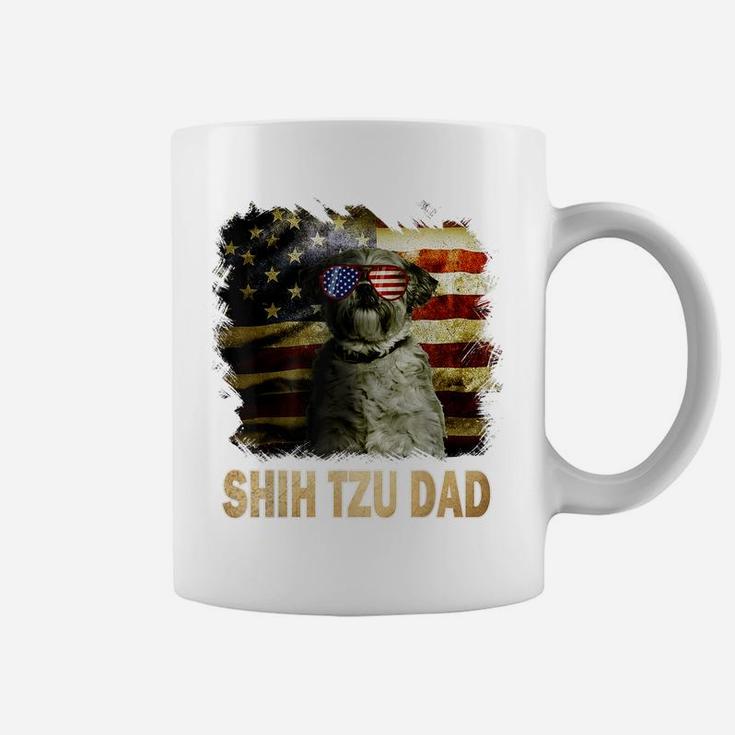 Best Shih Tzu Dad Ever American Flag 4Th Of July Dog Lover Coffee Mug