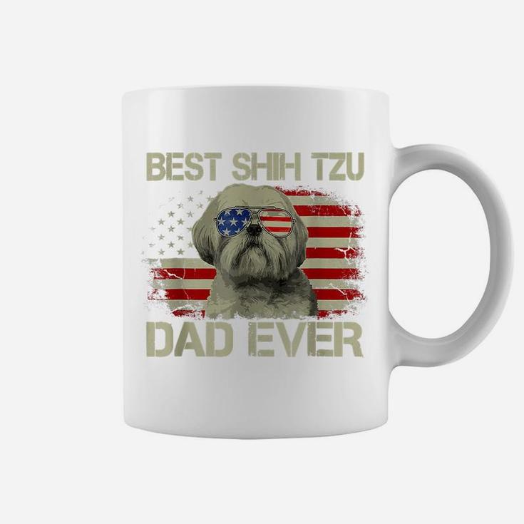 Best Shih Tzu Dad Ever Tshirt Dog Lover American Flag Gift Coffee Mug