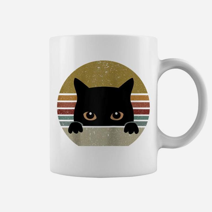 Black Cat Vintage Retro Style Cats Lover Raglan Baseball Tee Coffee Mug
