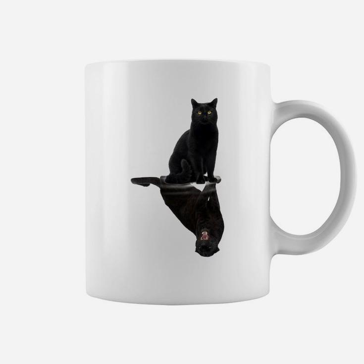 Black Cats Reflection Gift Cat Lovers Cute Black Tiger Coffee Mug