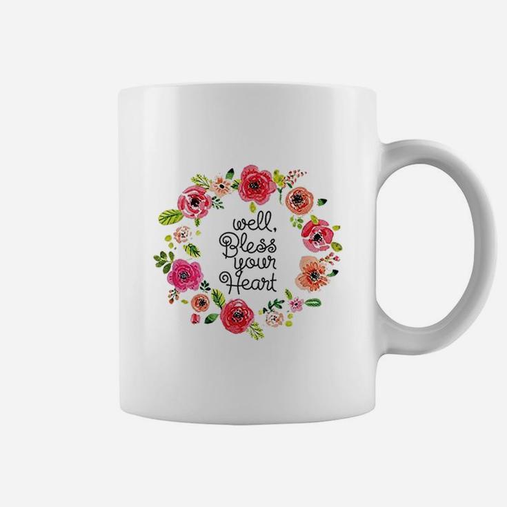 Bless Your Heart  Watercolor Floral Flowers  Southern Coffee Mug