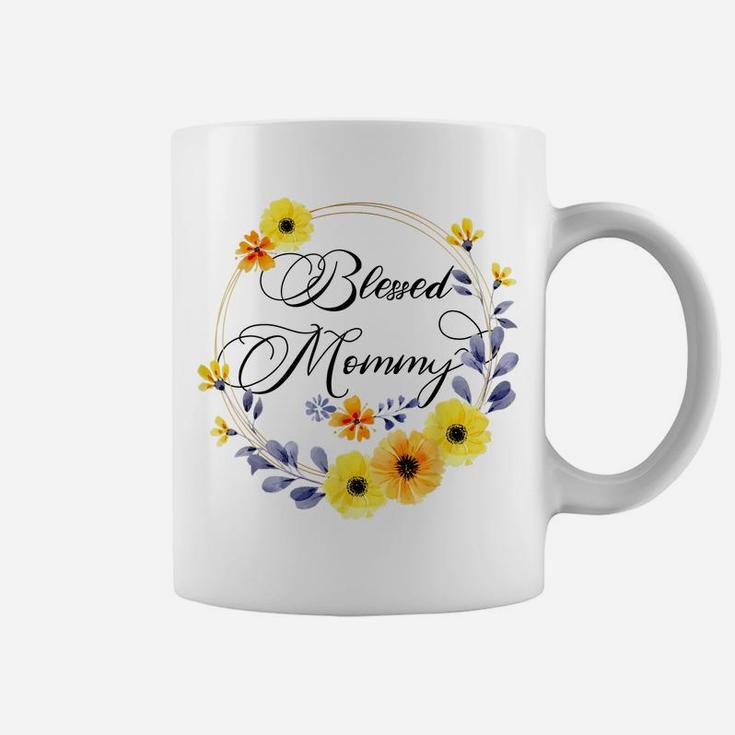 Blessed Mommy Shirt For Women Beautiful Flower Floral Coffee Mug