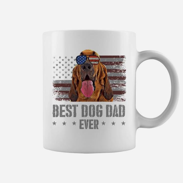 Bloodhound Best Dog Dad Ever Retro Usa American Flag Coffee Mug