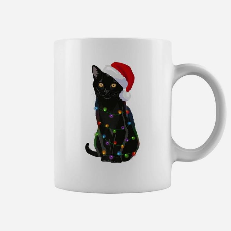 Bombay Cat Christmas Lights Xmas Cat Lover Santa Hat Coffee Mug