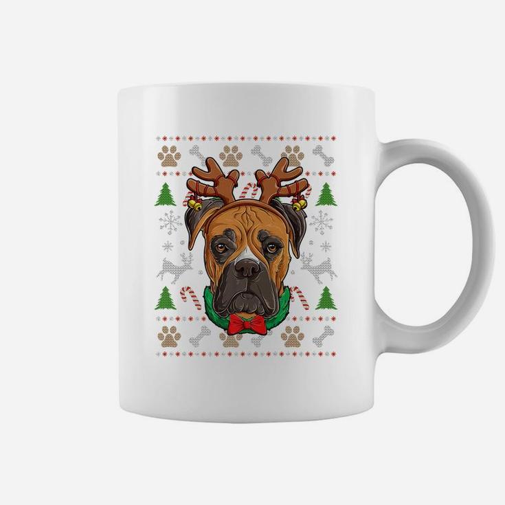 Boxer Ugly Christmas Reindeer Antlers Xmas Girls Kids Women Coffee Mug