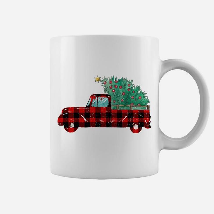 Buffalo Plaid Christmas Tree Red Truck Coffee Mug