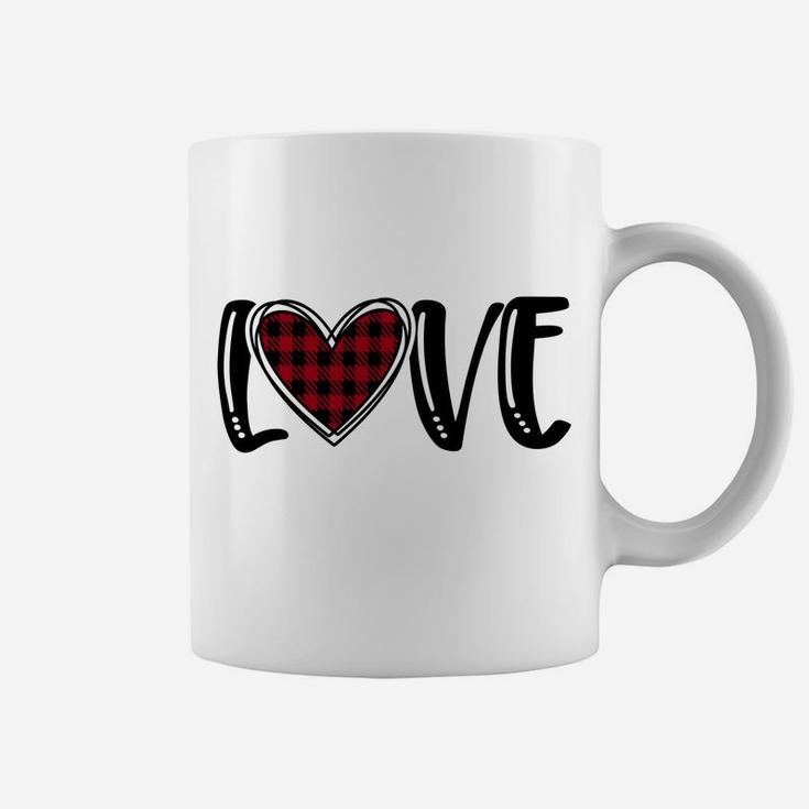 Buffalo Plaid Love Womens Valentines Day Coffee Mug
