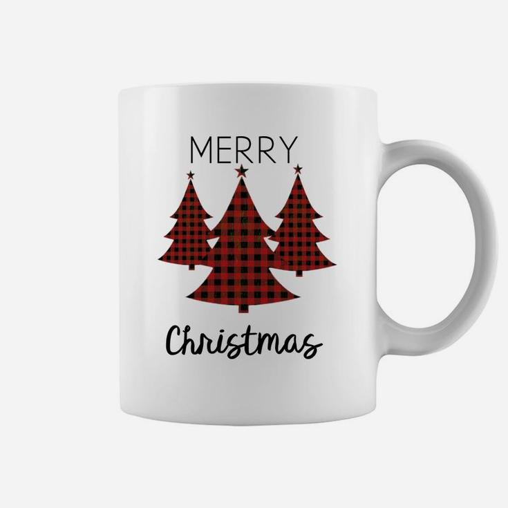 Buffalo Plaid Merry Christmas Tree Matching Family Xmas Tee Coffee Mug