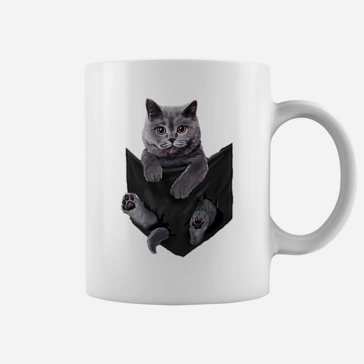 Cat Lovers Gifts British Shorthair In Pocket Funny Kitten Coffee Mug
