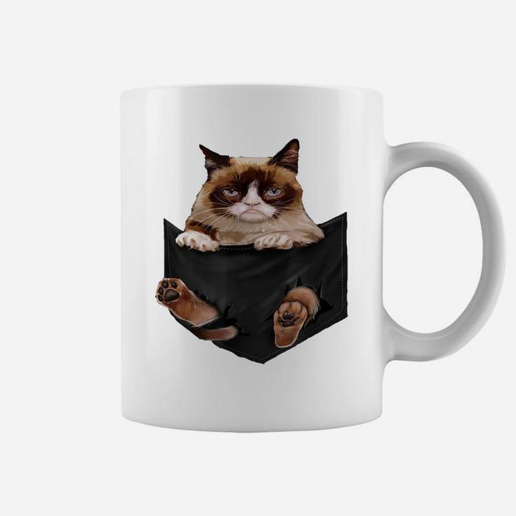 Cat Lovers Gifts Grumpy In Pocket Funny Kitten Face Coffee Mug