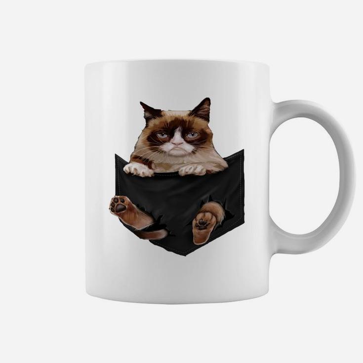 Cat Lovers Gifts Grumpy In Pocket Funny Kitten Face Sweatshirt Coffee Mug