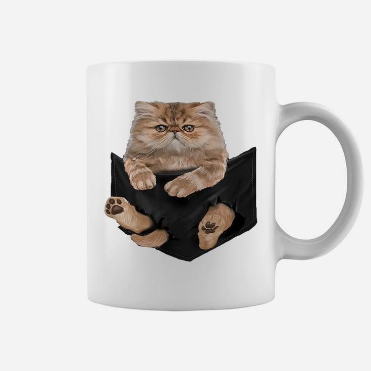 Cat Lovers Gifts Persian In Pocket Funny Kitten Face Coffee Mug