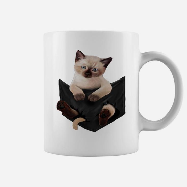 Cat Lovers Gifts Siamese In Pocket Funny Kitten Face Coffee Mug