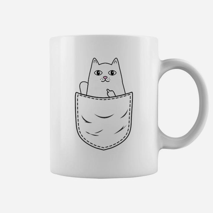 Cat Middle Finger Pocket Funny Cat Coffee Mug