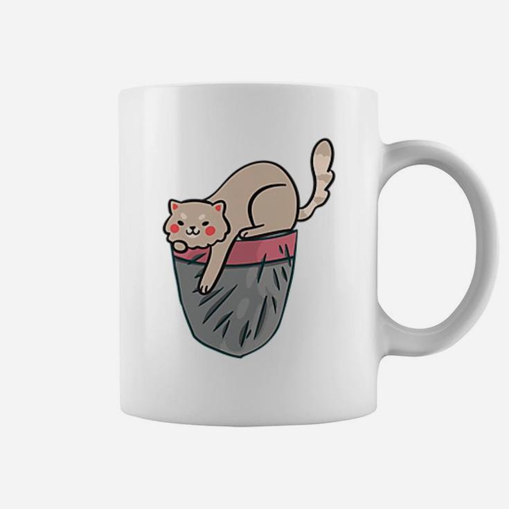 Cat Pocket Kitty Face Themed Gifts Pet Kitten Animal Lover Coffee Mug
