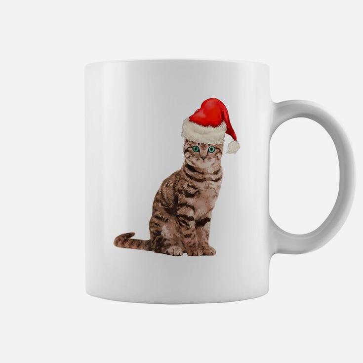 Cat Santa Hat Meowy Merry Christmas In July Coffee Mug