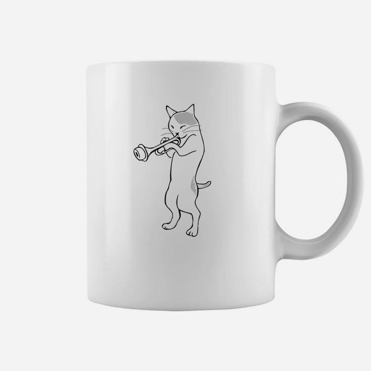 Cat Trumpet Player Straight Mute Wah Wah Funny Trumpet Coffee Mug