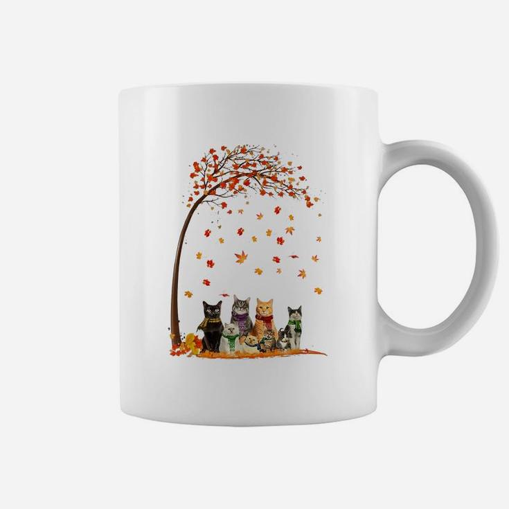 Cats Fall Autumn Leaf Tree Funny Cat Lovers Gifts Coffee Mug