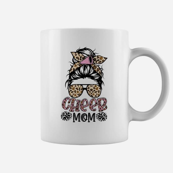 Cheer Mom Leopard Messy Bun Cheerleader Funny Mothers Day Coffee Mug