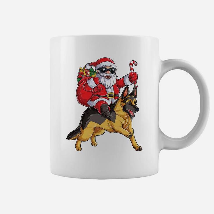 Christmas Santa Claus Riding German Shepherd Xmas Boys Dog Sweatshirt Coffee Mug
