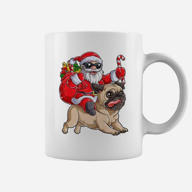 Christmas Santa Claus Riding Pug Xmas Boys Girls Pugmas Dog Coffee Mug