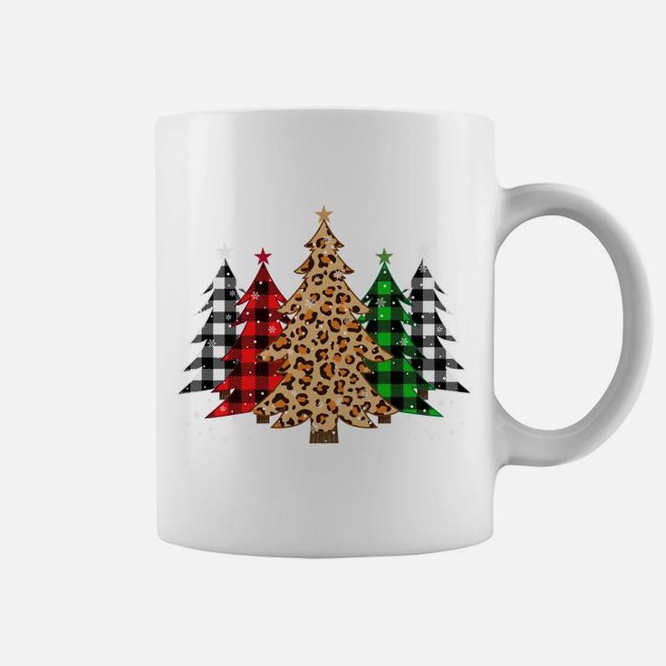 Christmas Trees With Buffalo Plaid & Leopard Print Xmas Coffee Mug