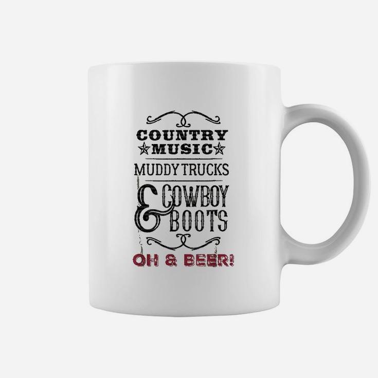 Country Music Muddy Trucks Cowboy Boots Coffee Mug