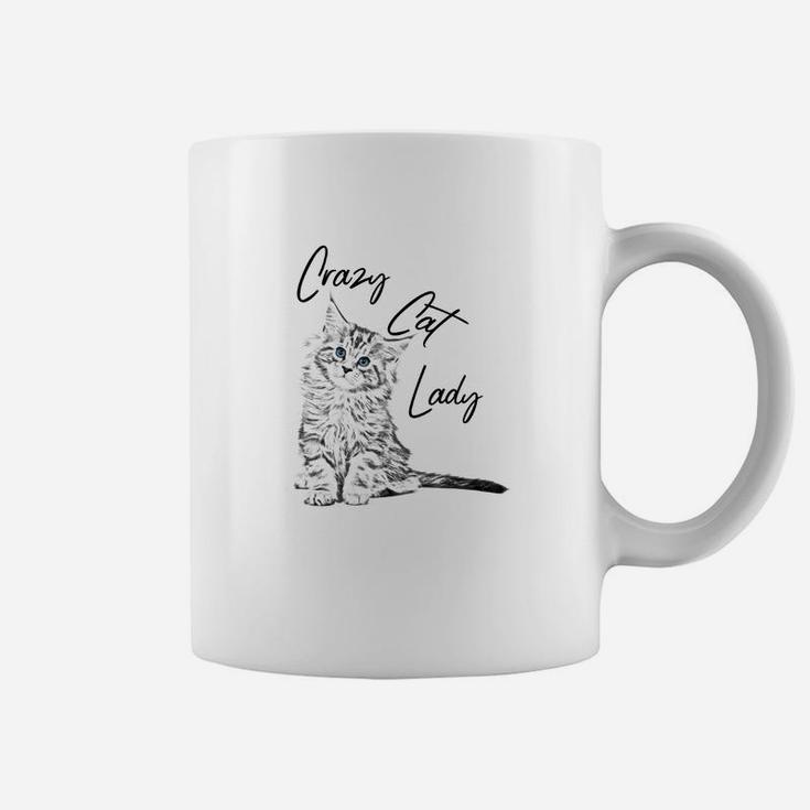 Crazy Cat Lady Tassen in Weiß, Lustiges Katzenliebhaber Tee