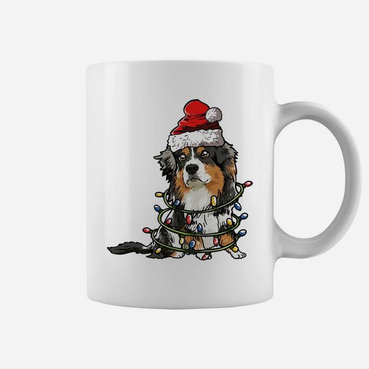 Cute Australian Shepherd Santa Christmas Tree Lights Xmas Sweatshirt Coffee Mug