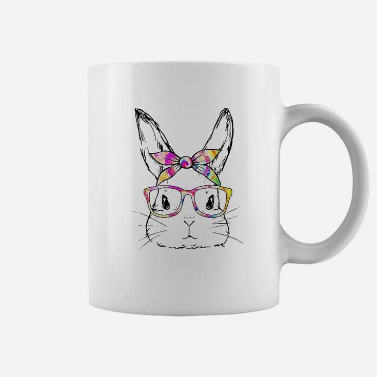 Cute Bunny Face Tie Dye Glasses Easter Day Coffee Mug