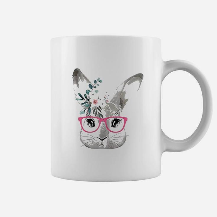Cute Bunny Face With Pink Glasses Coffee Mug